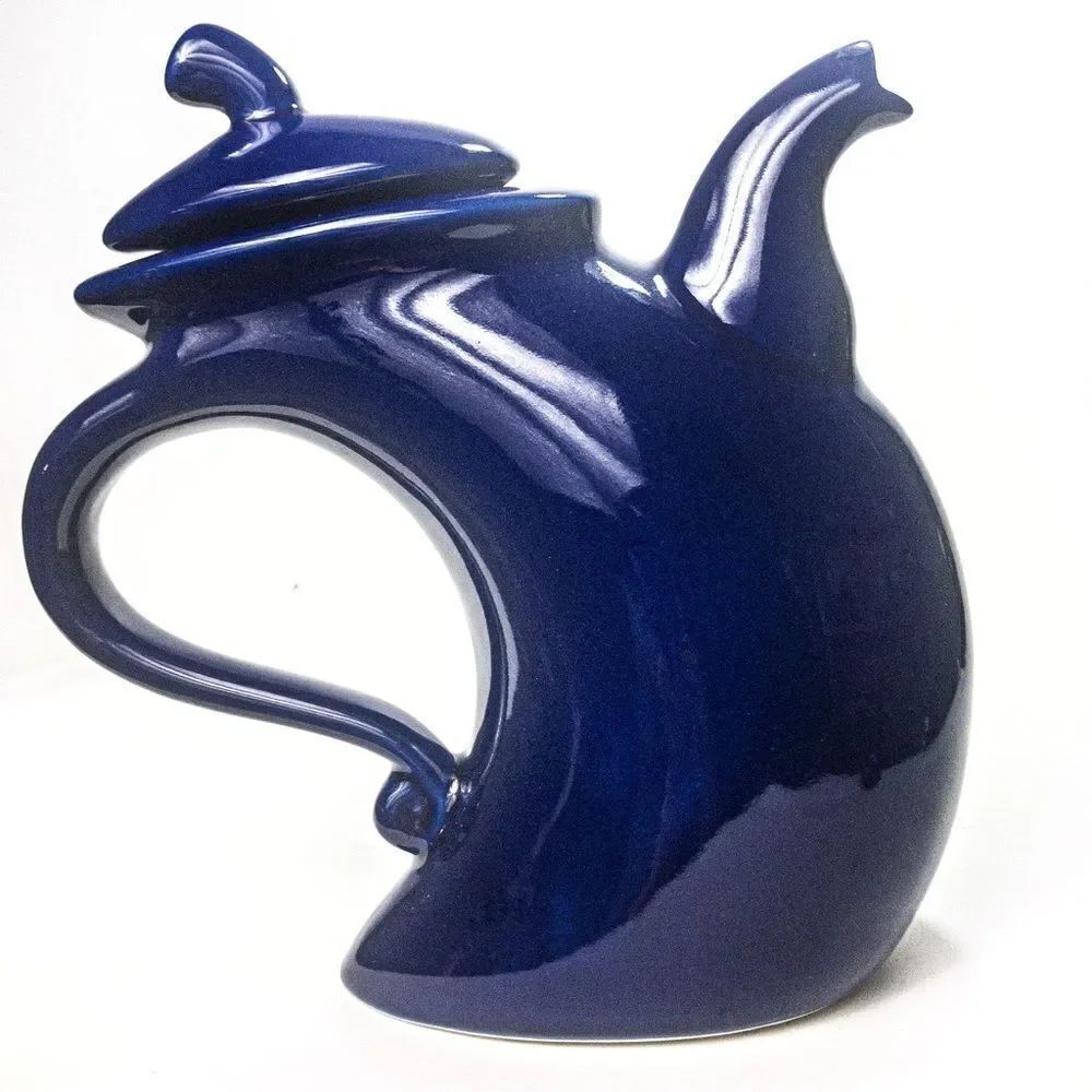 Michael Lambert ‘Struttin’ Dancing Teapot Signed Large Cobalt Blue Ceramic